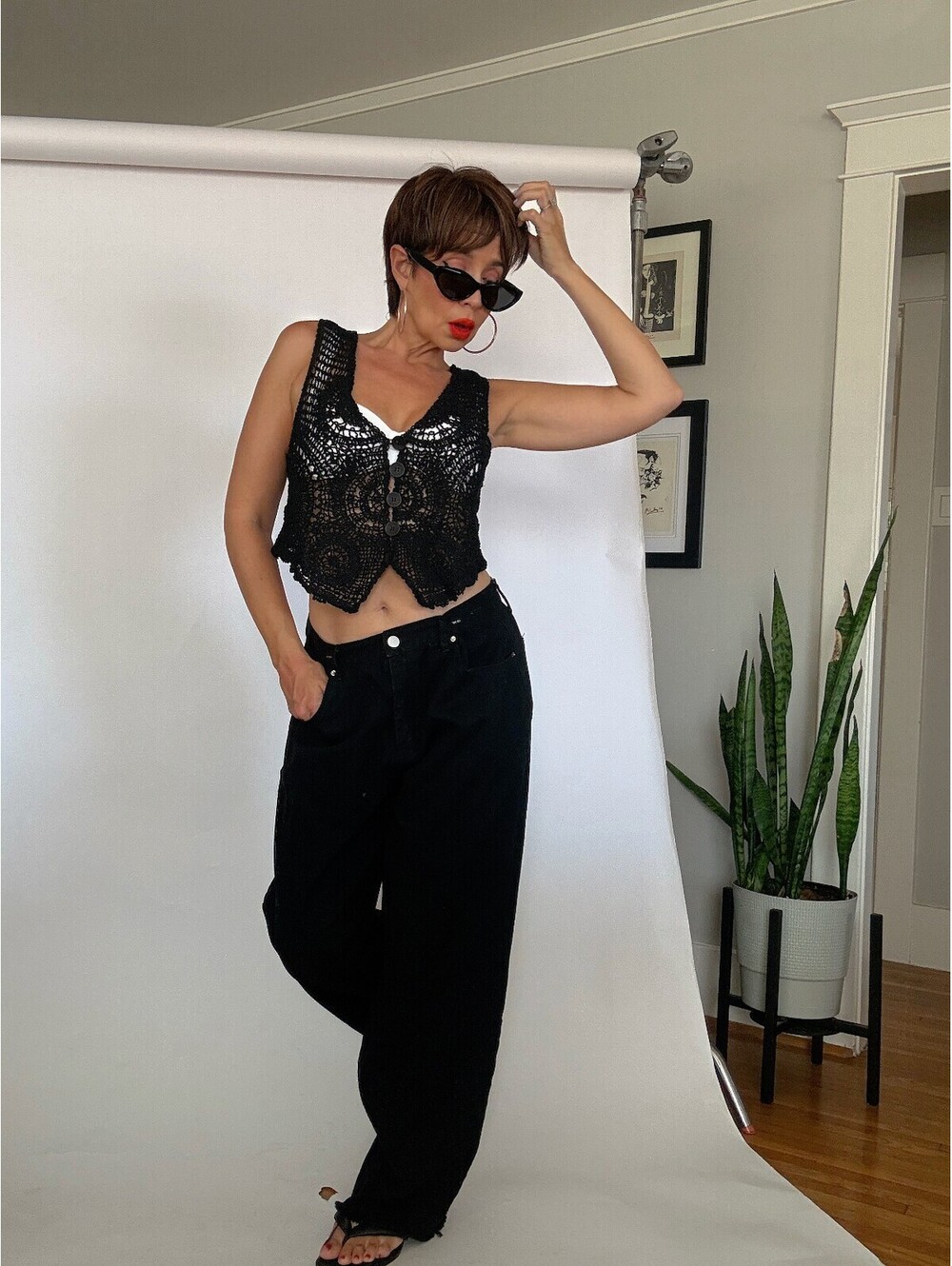 Black Crochet Vest